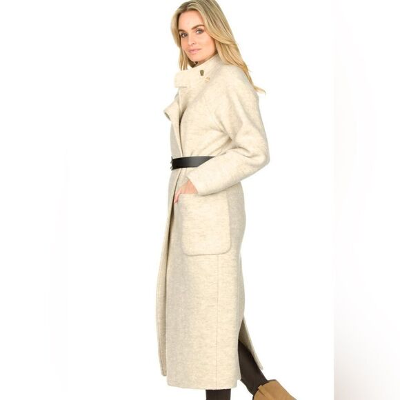 NWT Ba&Sh Come Wool White Tranch Coat Black Leather Belt Size XS - Picture 5 of 16